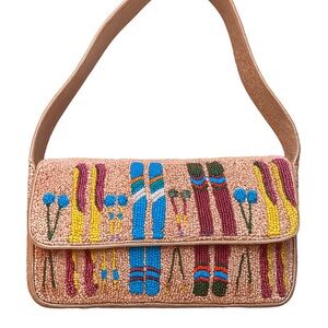 Winter Ski and Pole Beqded Shoulder Bag